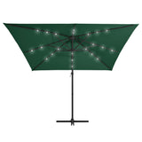 Vidaxl zweefparasol met led en stalen paal 250x250 cm groen