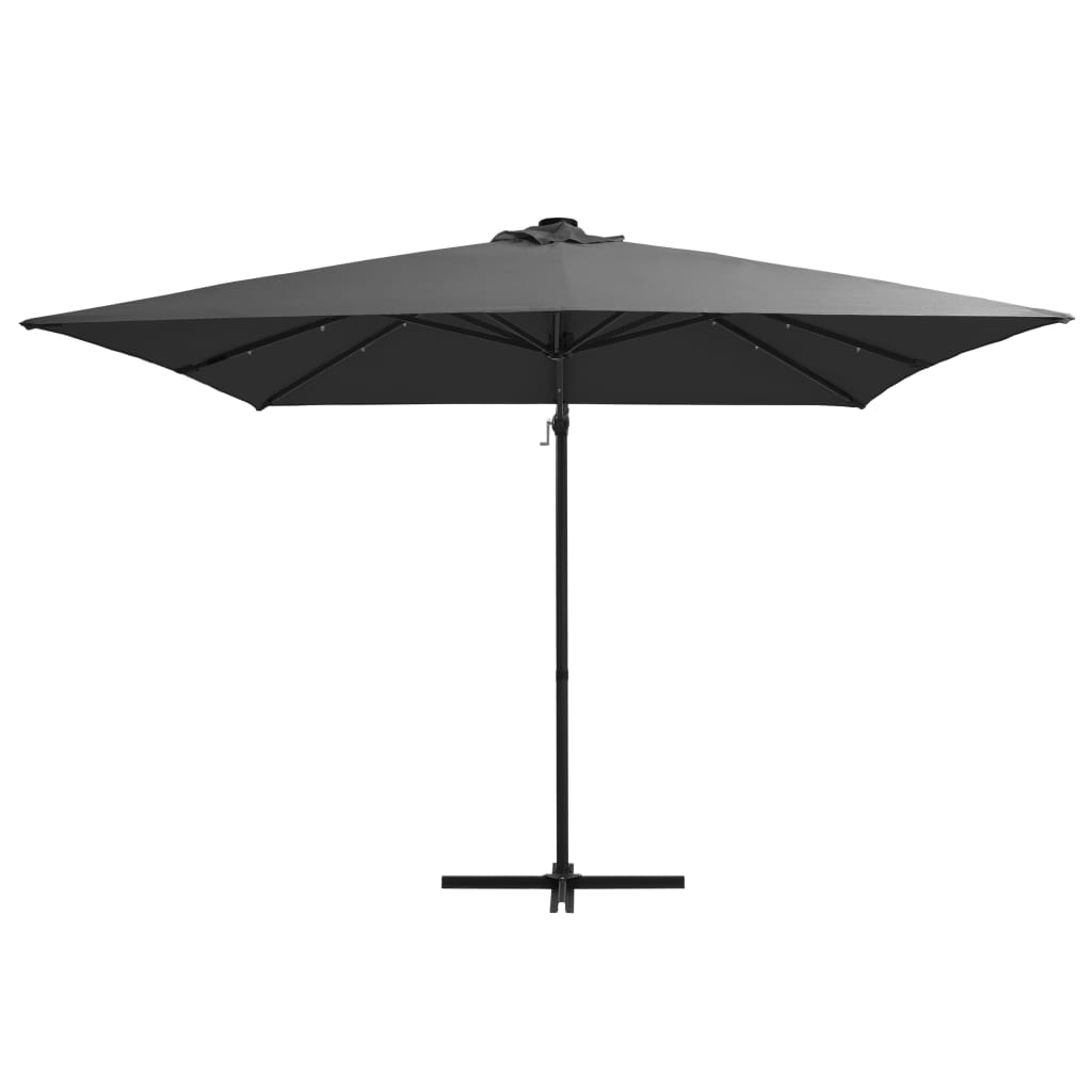 Vidaxl flytande parasol med LED och stålstång 250x250 cm antracitfärgad