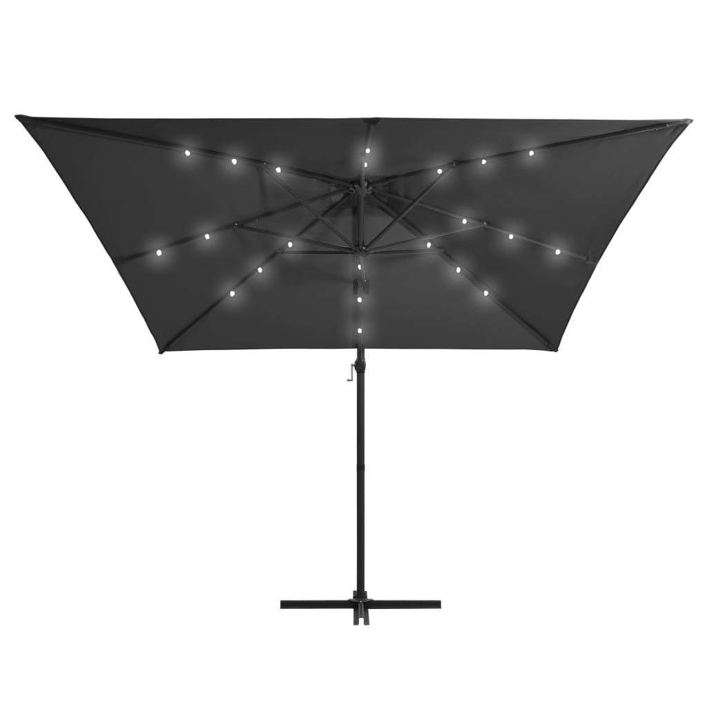 Vidaxl flytande parasol med LED och stålstång 250x250 cm antracitfärgad