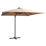 Vidaxl flytande parasol med LED och stålstång 250x250 cm taupe