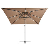Vidaxl -schwimmendes Parasol mit LED und Stahlpol 250x250 cm Taupe