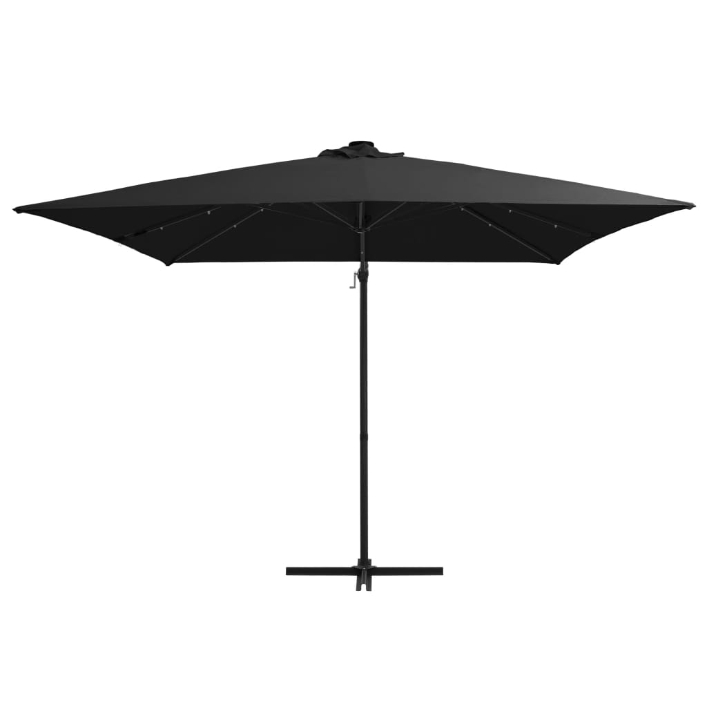 Vidaxl Floating Parasol med LED og stålstang 250x250 cm sort