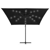 Vidaxl Floating Parasol med LED og stålstang 250x250 cm sort