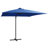 Vidaxl Flydende parasol med LED og stålstang 250x250 cm Azurblå