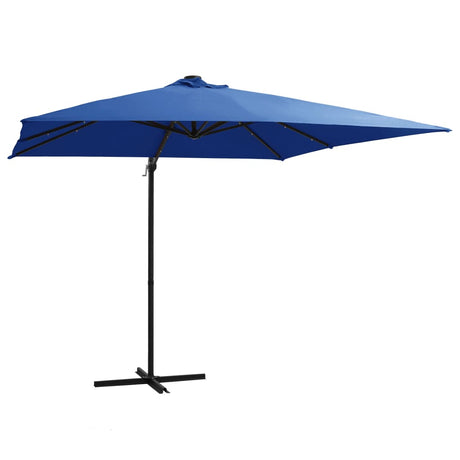 Vidaxl -schwimmendes Parasol mit LED und Stahlpol 250x250 cm Azurblau