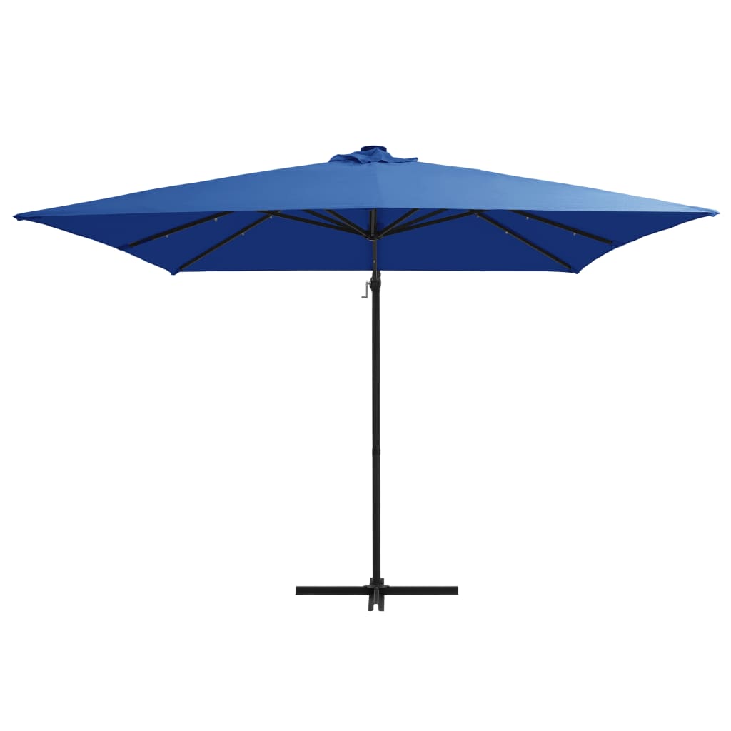 Vidaxl Flydende parasol med LED og stålstang 250x250 cm Azurblå