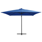 Vidaxl Flydende parasol med LED og stålstang 250x250 cm Azurblå