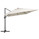 Vidaxl zweefparasol met led en aluminium paal 400x300 cm zandkleurig