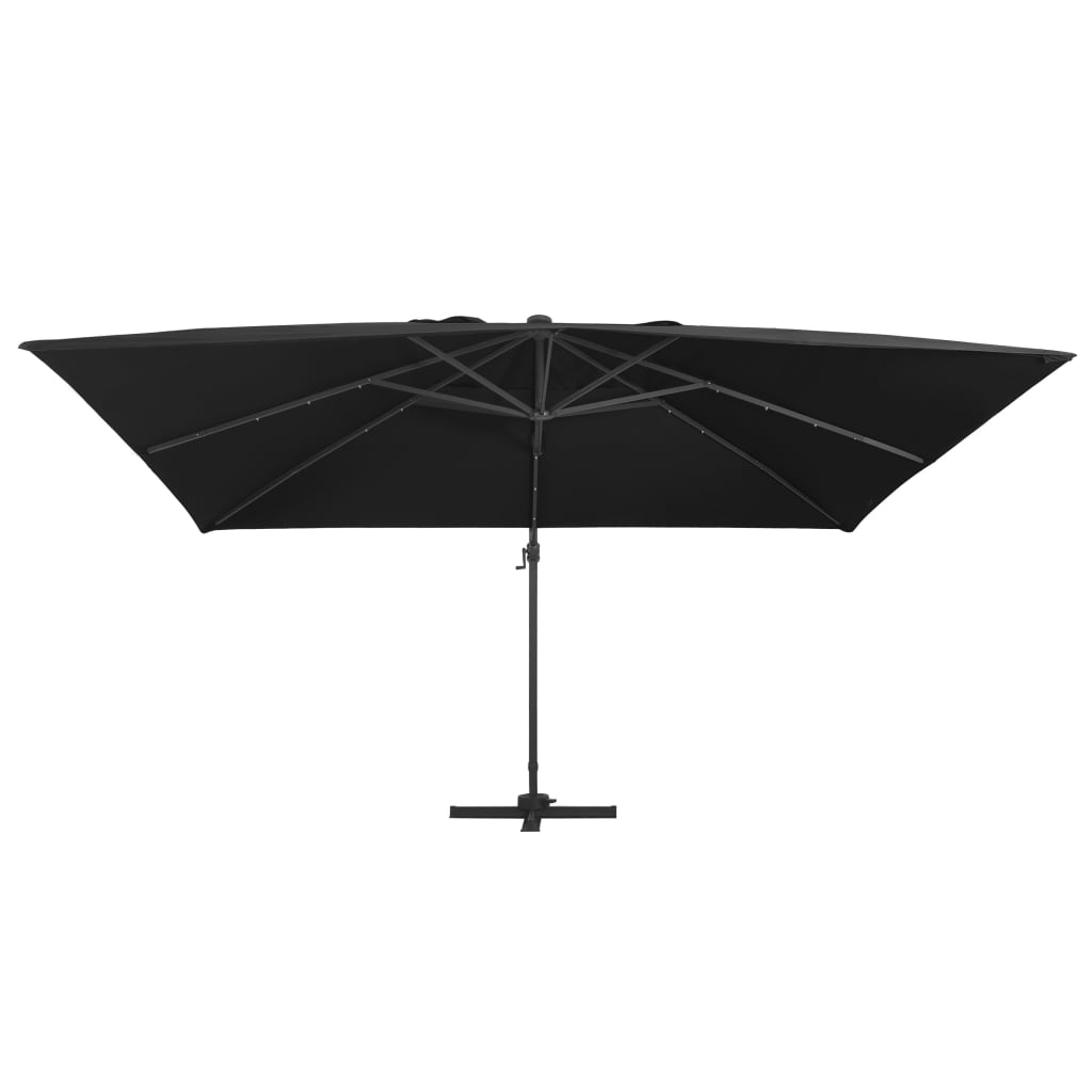 Vidaxl zweefparasol met led-verlichting en paal 400x300 cm zwart