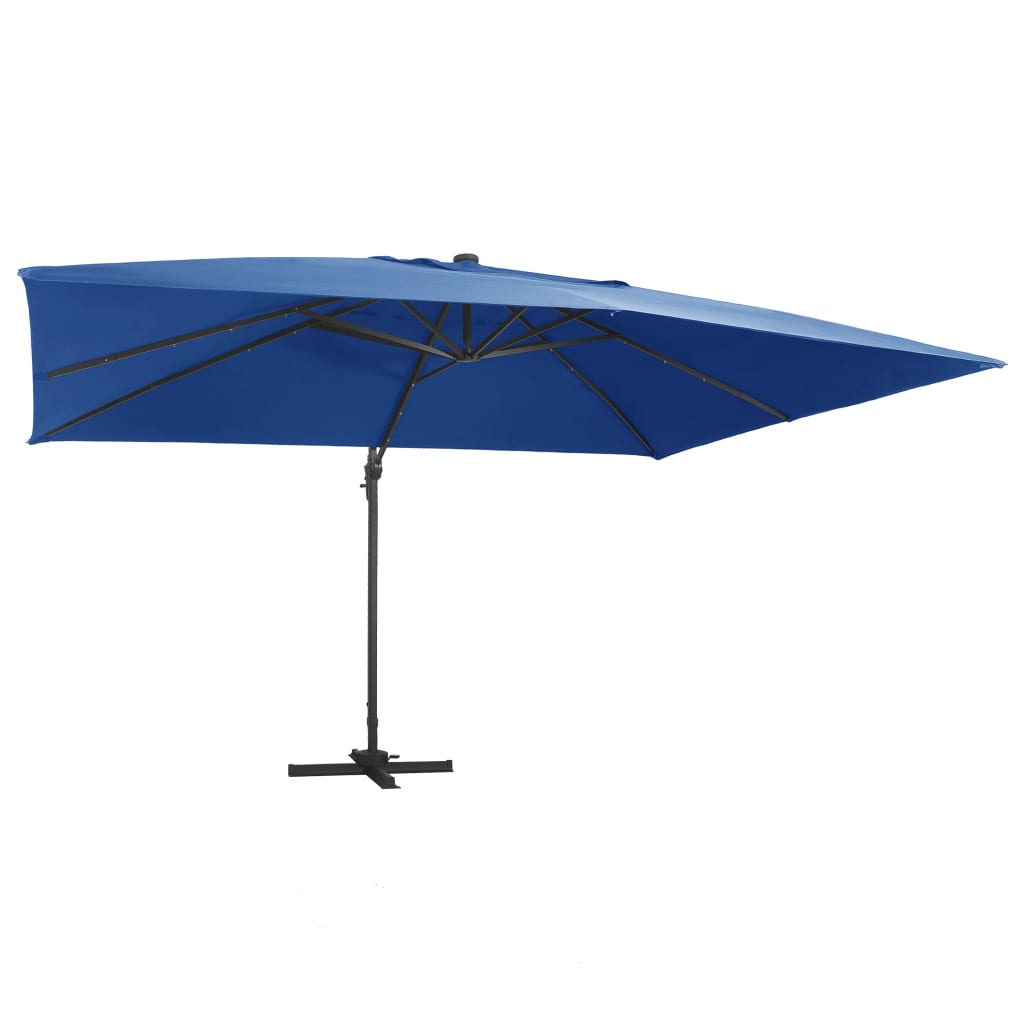 Vidaxl pływający parasol z LED i biegunem aluminiowym 400x300 cm Azure Blue