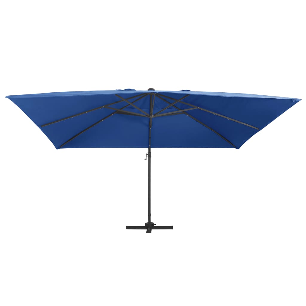 Parasol flotante de Vidaxl con LED y polo de aluminio 400x300 cm azul azul