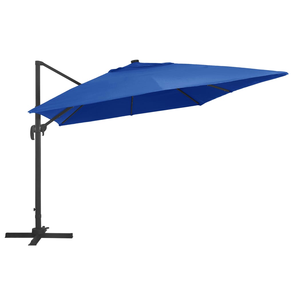 Parasol flotante de Vidaxl con LED y polo de aluminio 400x300 cm azul azul