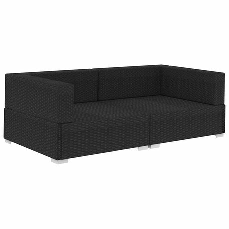 Vidaxl hoekbanken 2 st met kussens poly rattan zwart