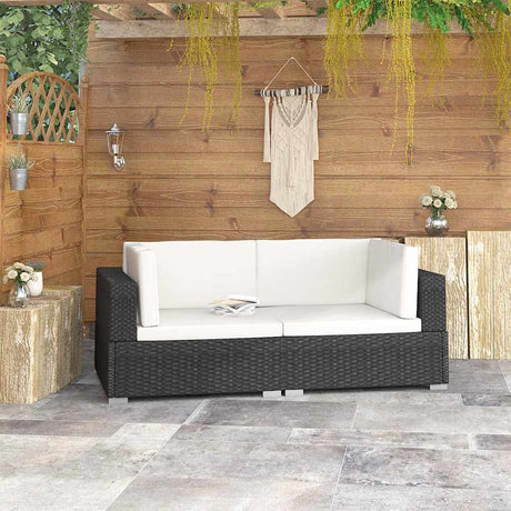 Vidaxl hoekbanken 2 st met kussens poly rattan zwart