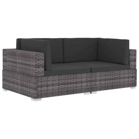 Vidaxl hoekbanken 2 st met kussens poly rattan grijs