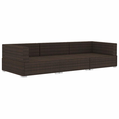 Vidaxl 3-delige loungeset met kussens poly rattan bruin