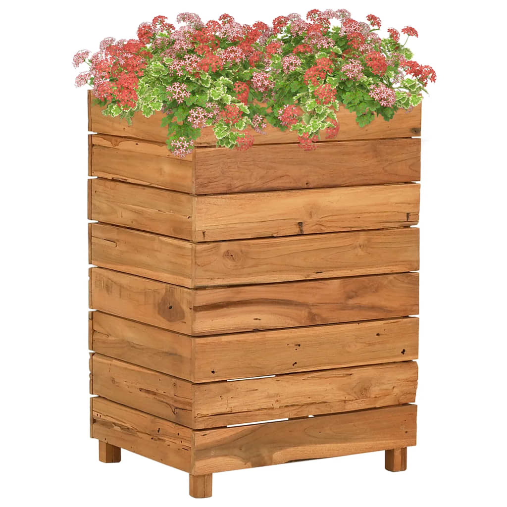 Vidaxl Planter hævede 50x40x72 cm genanvendt teak og stål