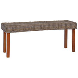 Vidaxl bankje 110 cm natuurlijk kubu rattan en massief mahoniehout