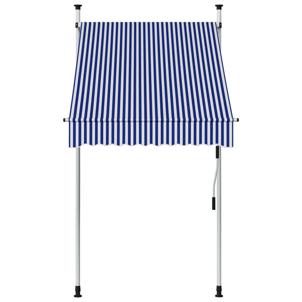 Vidaxl Luifel extensible manuellement 100 cm Bravages bleus et blancs