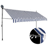 Vidaxl luifel extensible manuellement avec LED 350 cm bleu et blanc