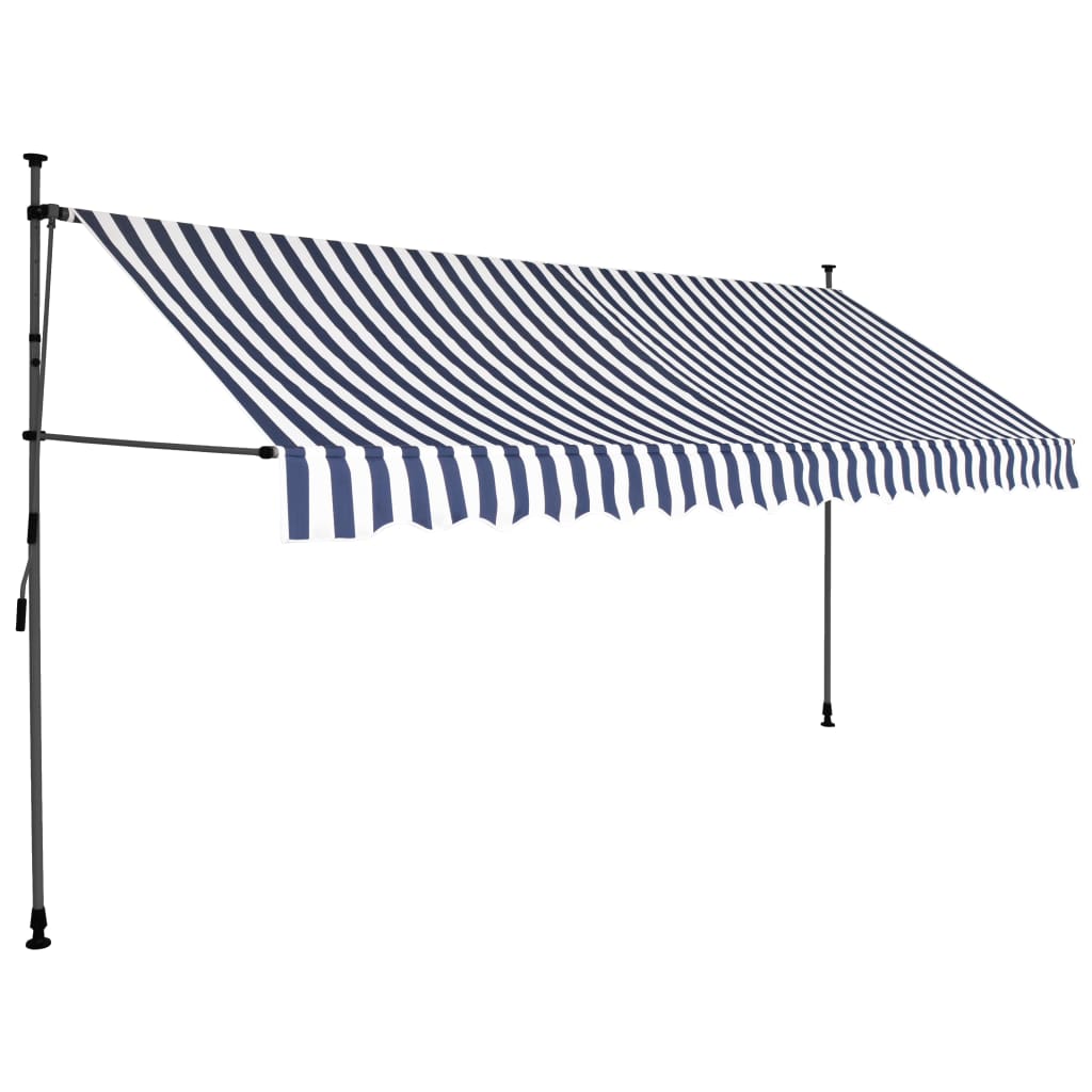 Vidaxl luifel extensible manuellement avec LED 350 cm bleu et blanc