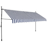 Vidaxl luifel extensible manuellement avec LED 350 cm bleu et blanc