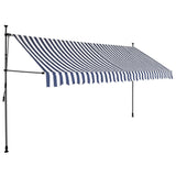 Vidaxl luifel extensible manuellement avec LED 400 cm bleu et blanc