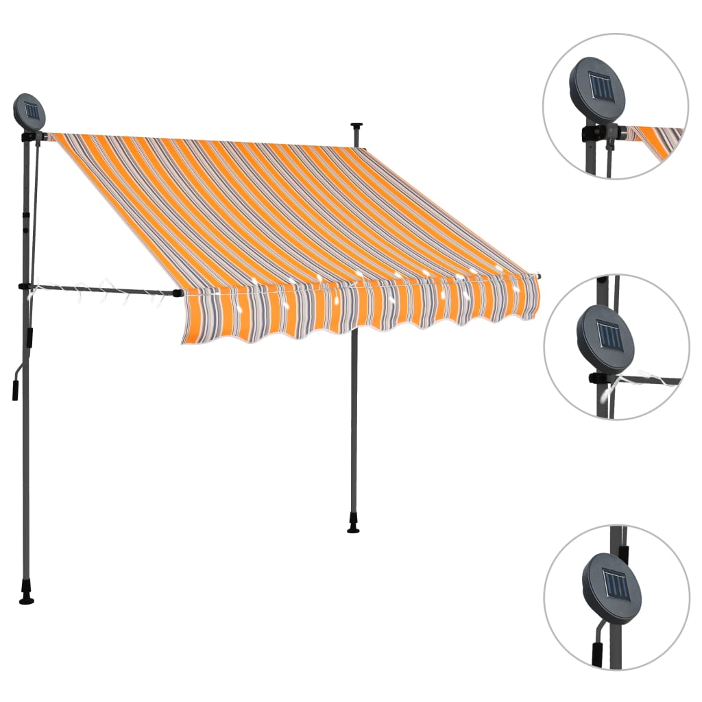 Vidaxl luifel extensible manuellement avec LED 150 cm jaune et bleu