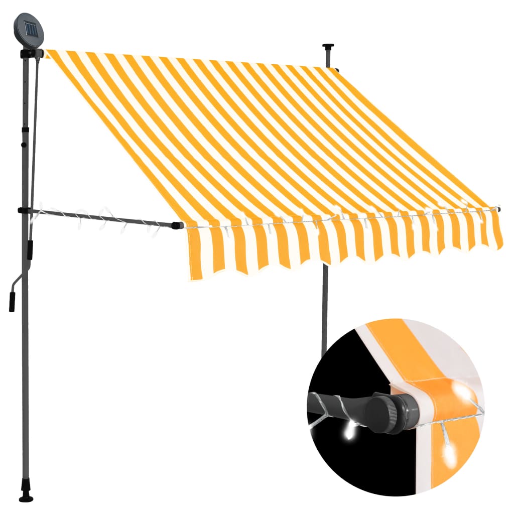 Vidaxl Luifel manually extendable with LED 150 cm white and orange