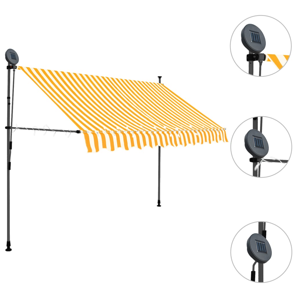 Vidaxl Luifel manuelt kan udvides med LED 250 cm hvid og orange