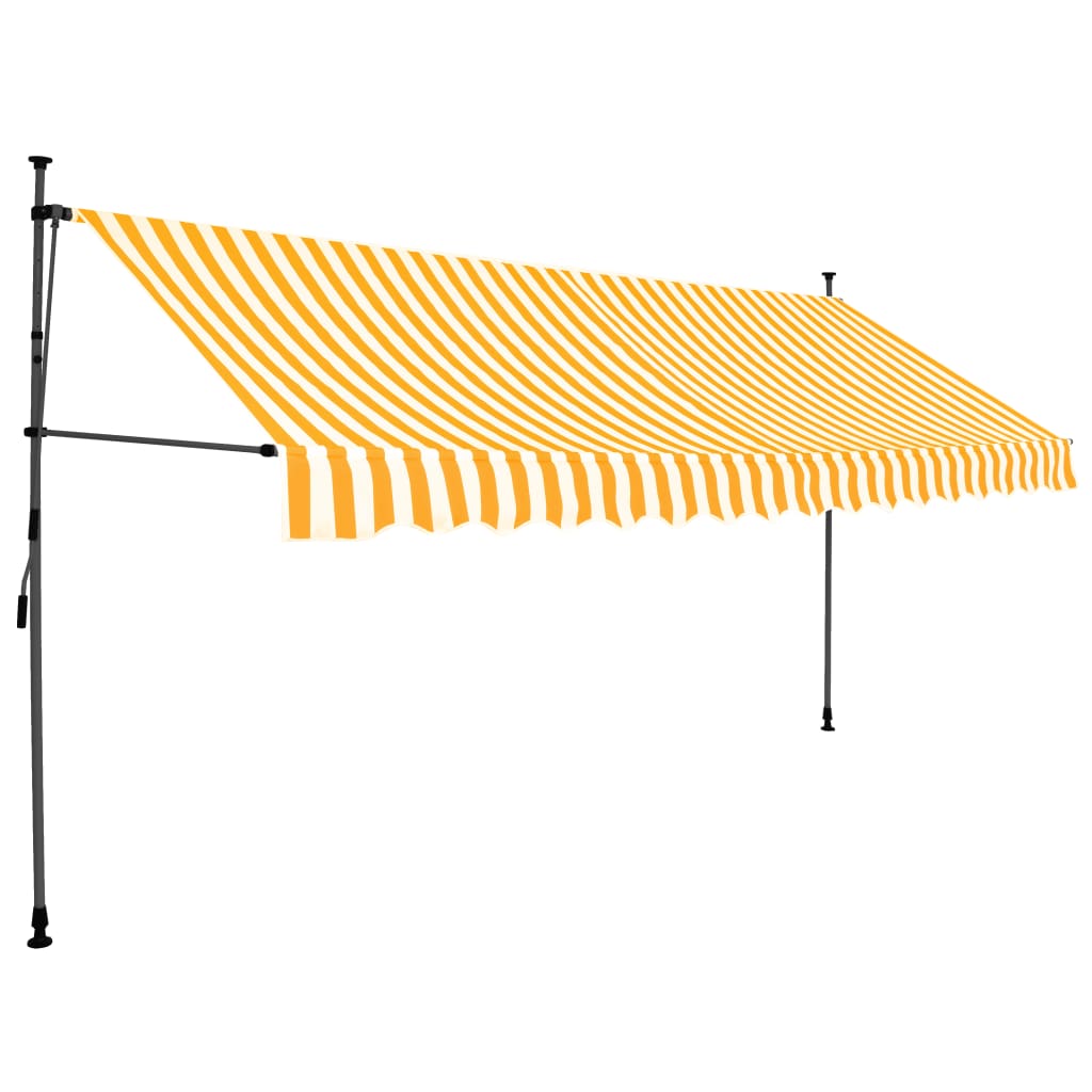 Vidaxl luifel ručně rozšiřitelný s LED 350 cm bílý a oranžový