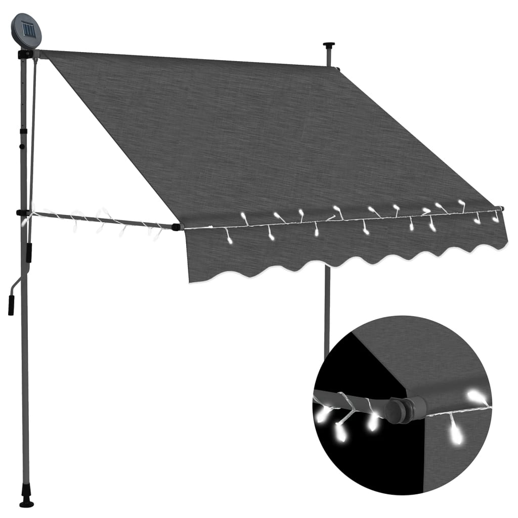 Vidaxl Luifel extensible manuellement avec un LED 100 cm anthracite -colored