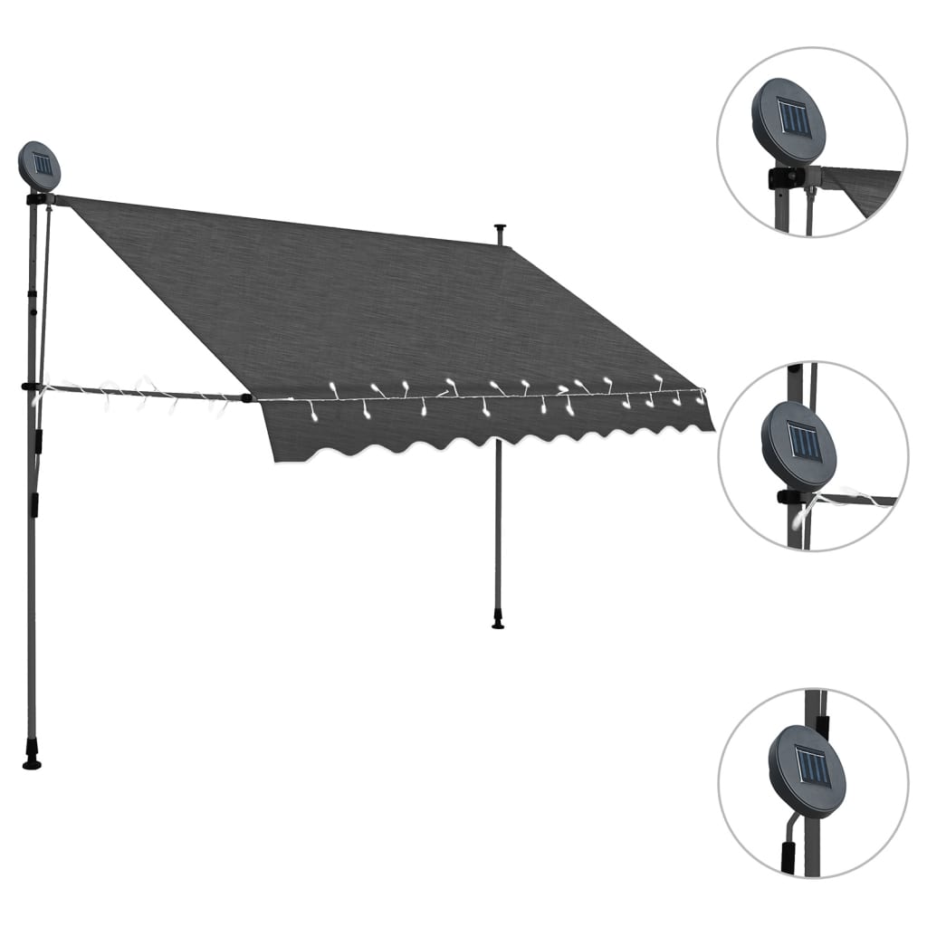 Vidaxl Luifel extensible manuellement avec une anthracite LED 300 cm -colore