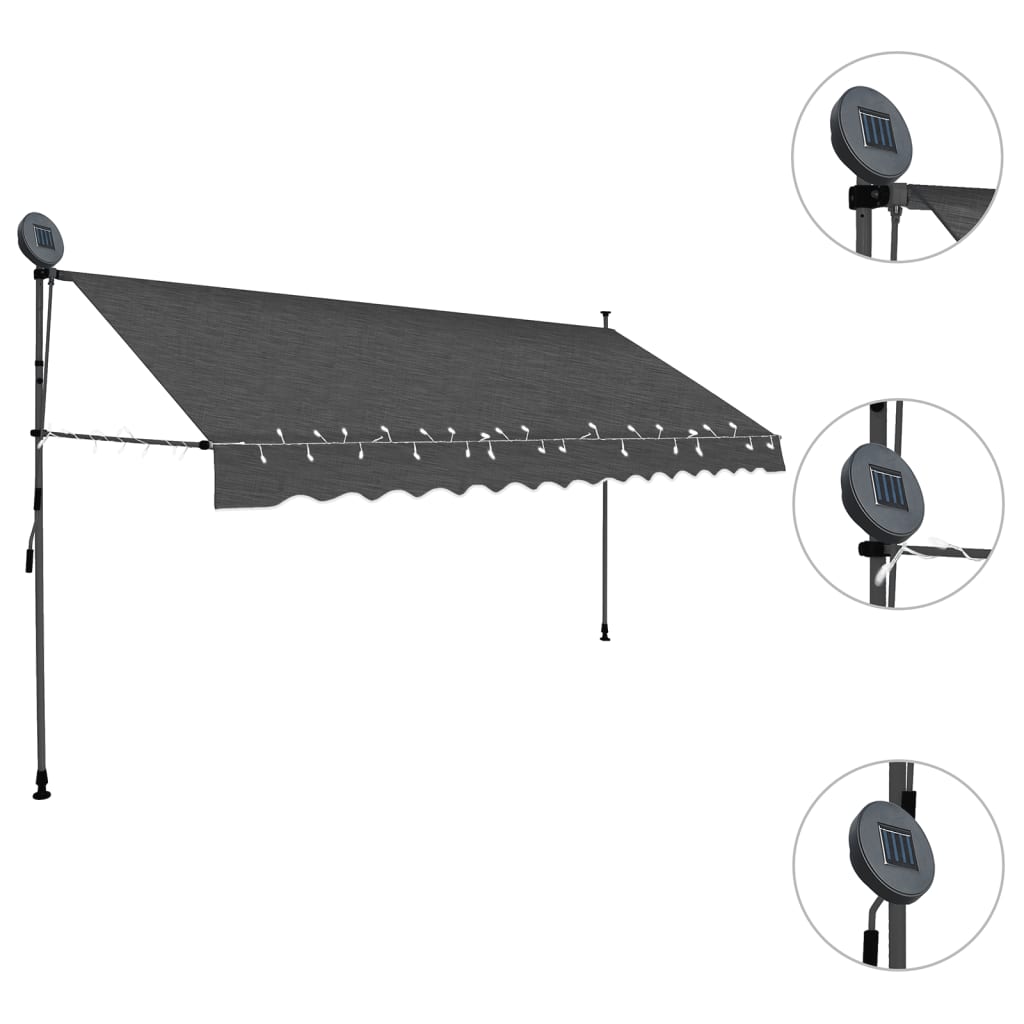 Vidaxl Luifel manually extendable with LED 400 cm anthracite -colored