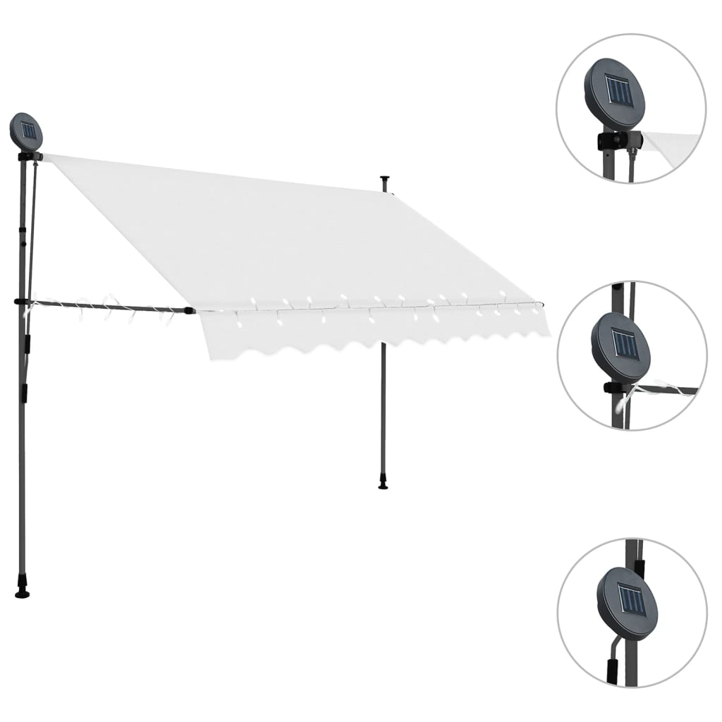 Vidaxl Luifel manually extendable with LED 250 cm cream -colored