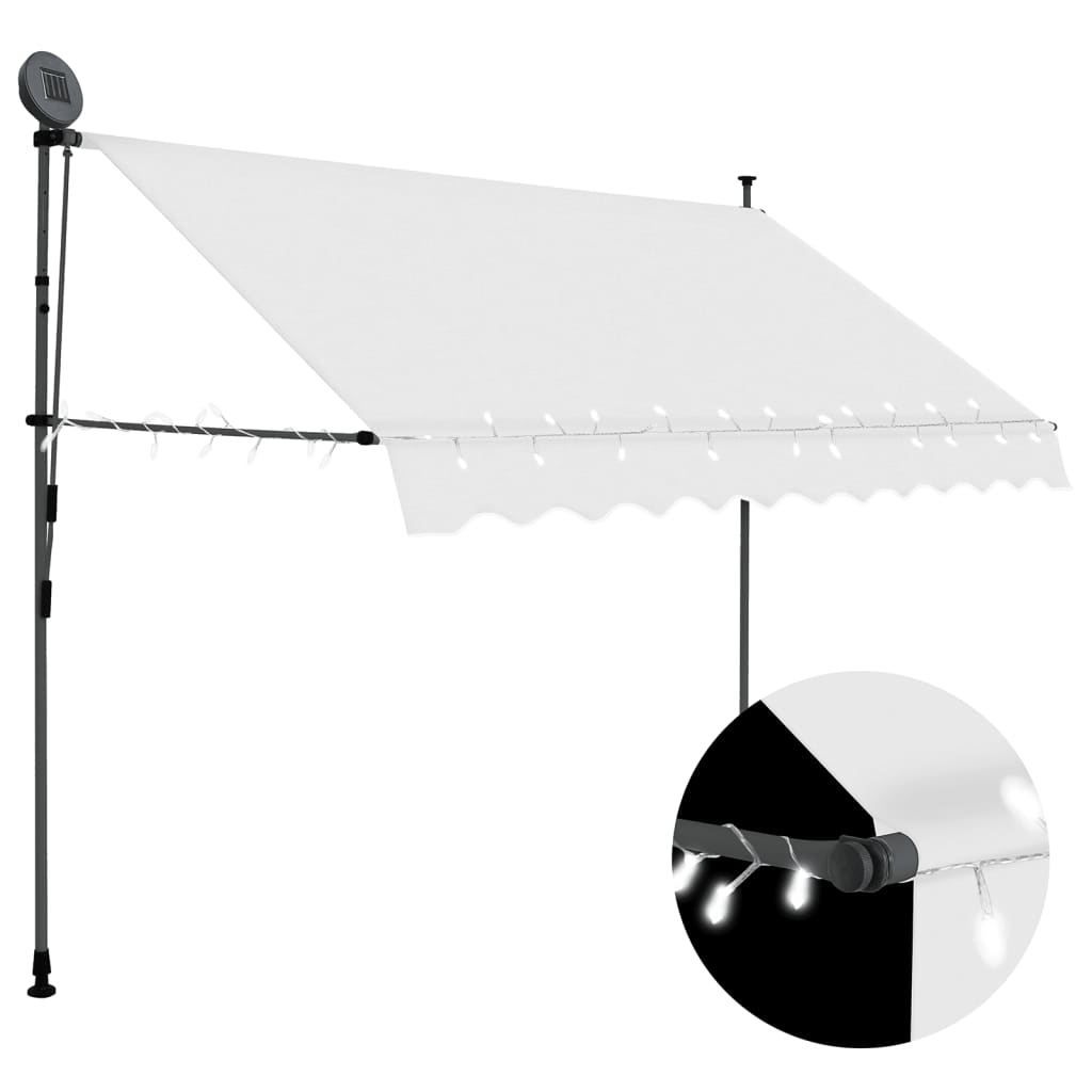 Vidaxl Luifel manually extendable with LED 300 cm cream -colored