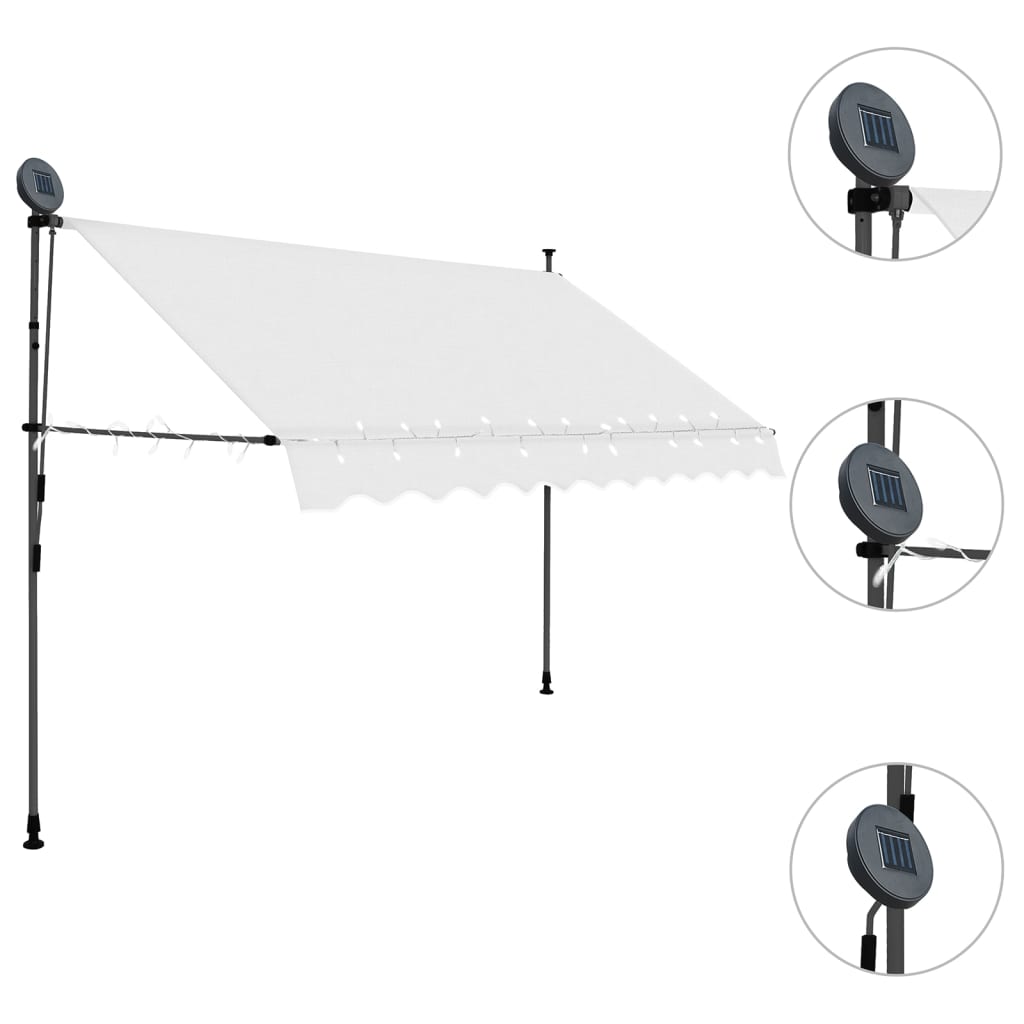 Vidaxl Luifel manually extendable with LED 300 cm cream -colored