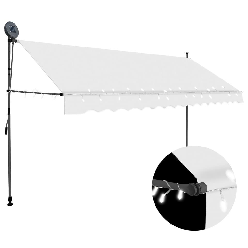 Vidaxl Luifel manually extendable with LED 350 cm cream -colored