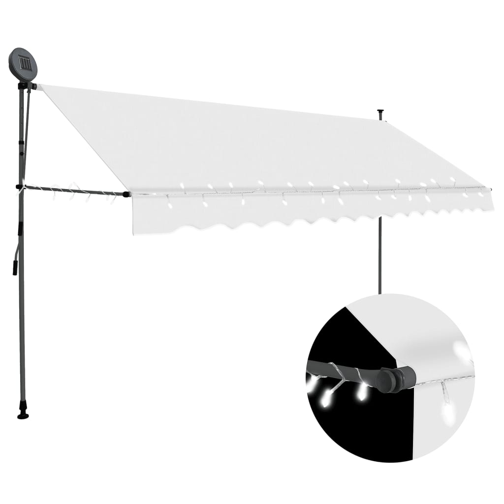 Vidaxl Luifel manually extendable with LED 400 cm cream -colored