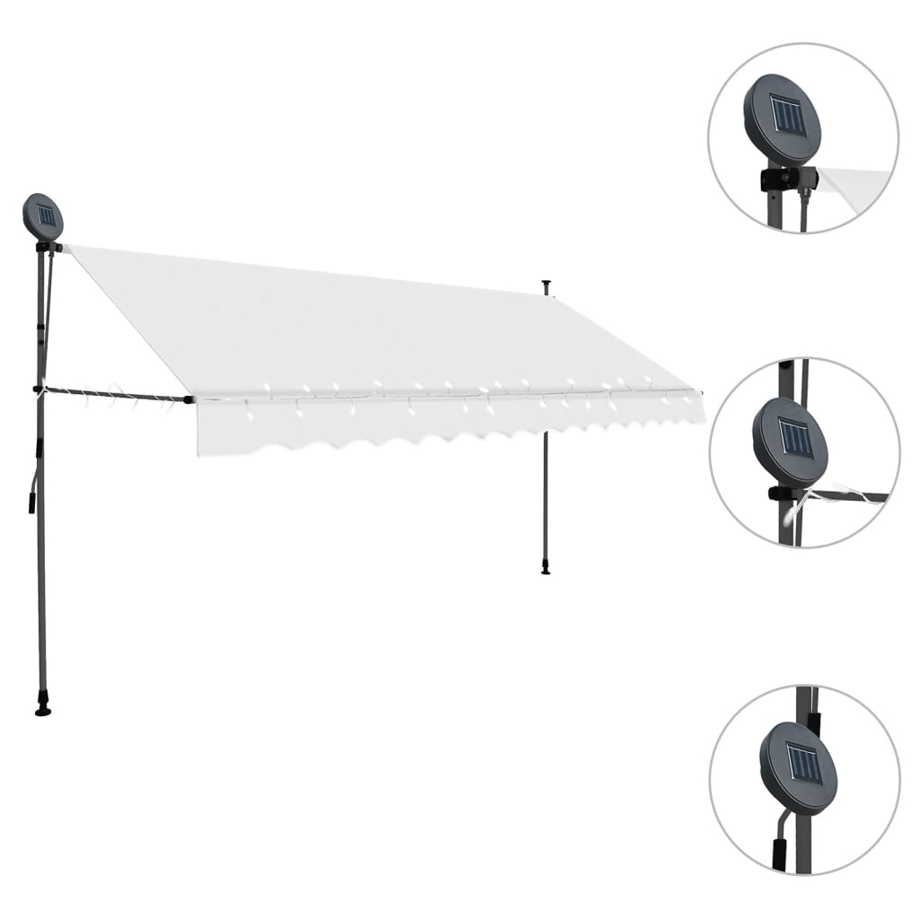 Vidaxl Luifel manually extendable with LED 400 cm cream -colored