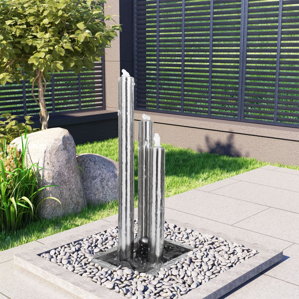 Vidaxl Garden Fountain 48x34x88 cm rostfritt stål silverfärgad