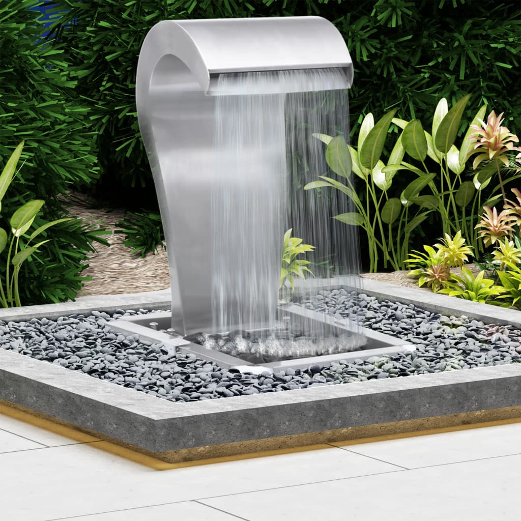 Vidaxl Garden Waterfall 52.4x34.2x82 cm de acero inoxidable de color plateado