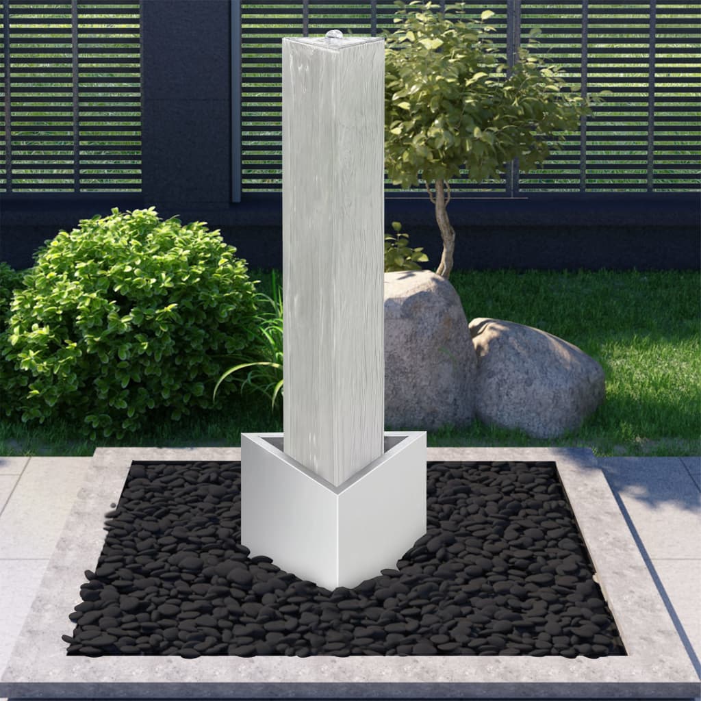 Vidaxl Garden Fountain 37.7x32.6x110 cm rostfritt stål silverfärgad