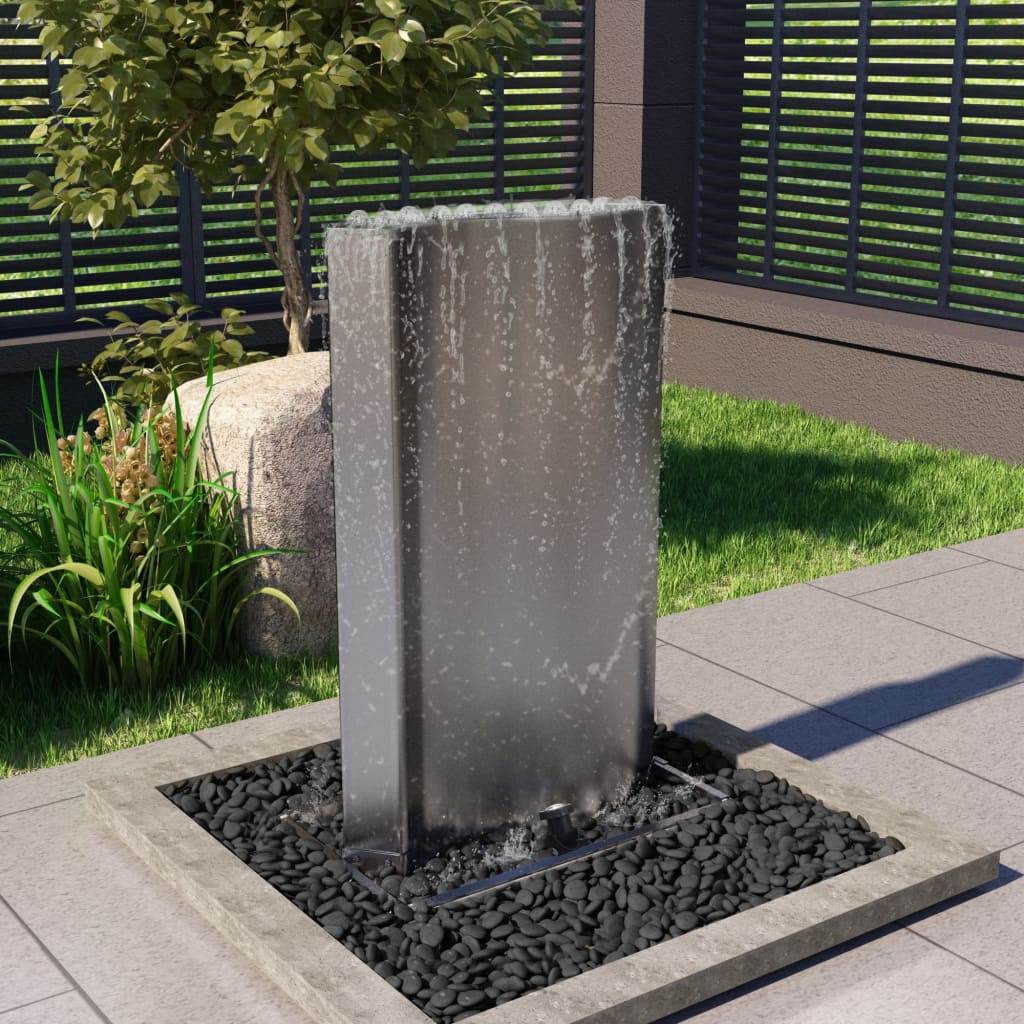 Vidaxl Garden Fountain 60.2x37x122.1 cm Edelstahl Silberfarbe