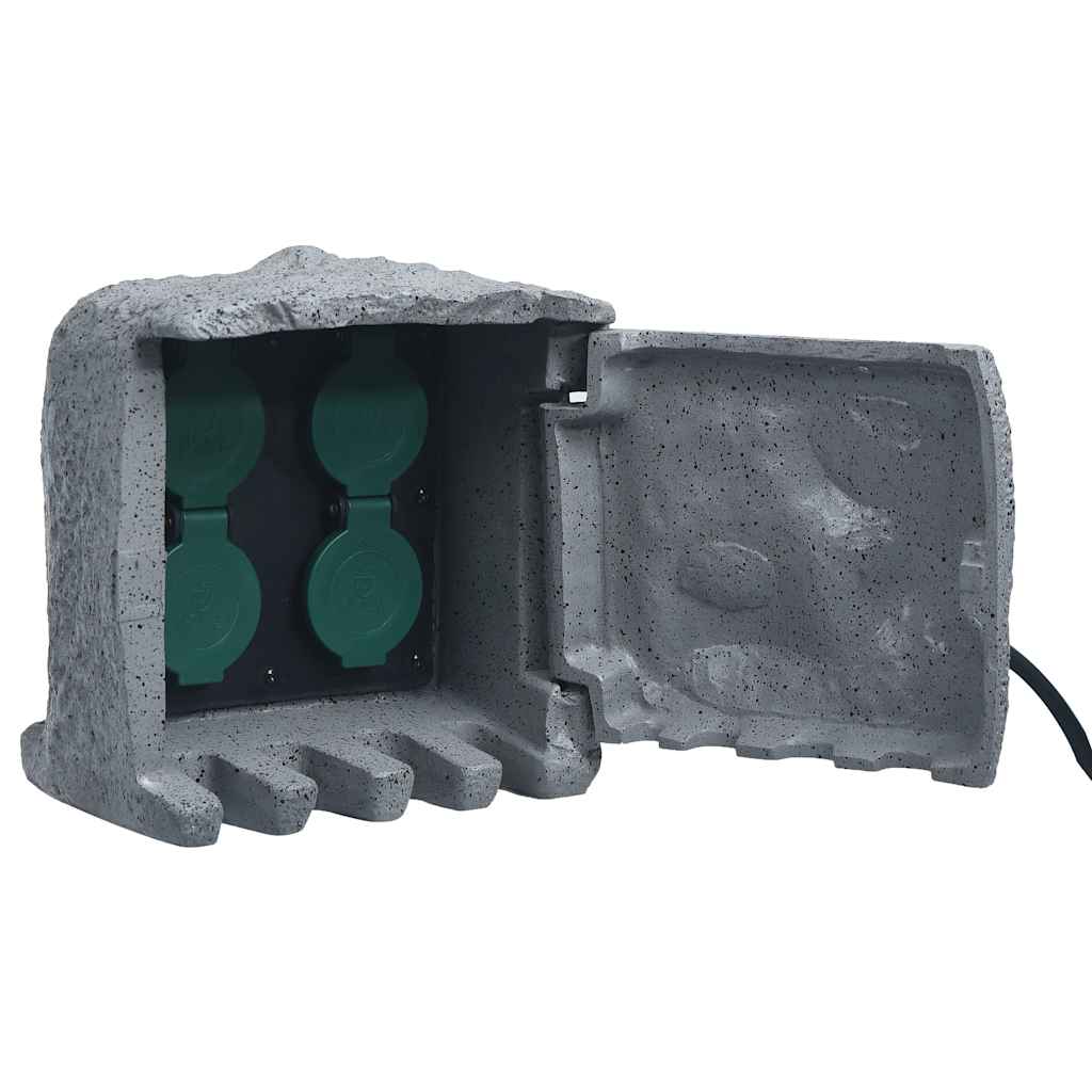 Vidaxl Garden stop contact 4 Inputs Water -resistant polyresin Gray