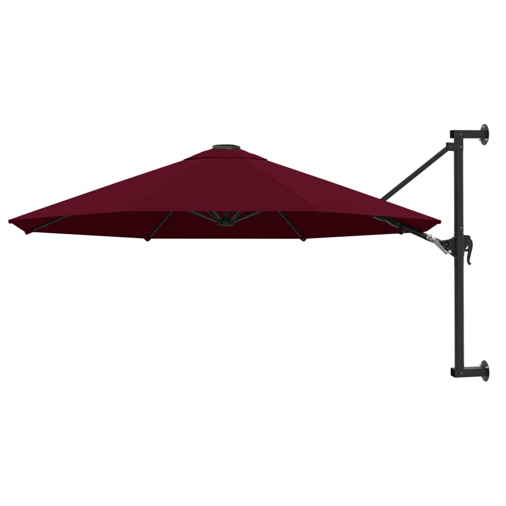 Vidaxl Wall parasol s kovovým pólem 300 cm Bordeaux Red