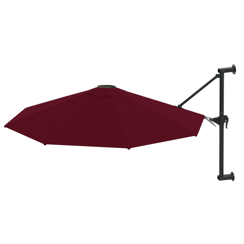 Parasol de pared Vidaxl con poste de metal 300 cm Burdeos rojo