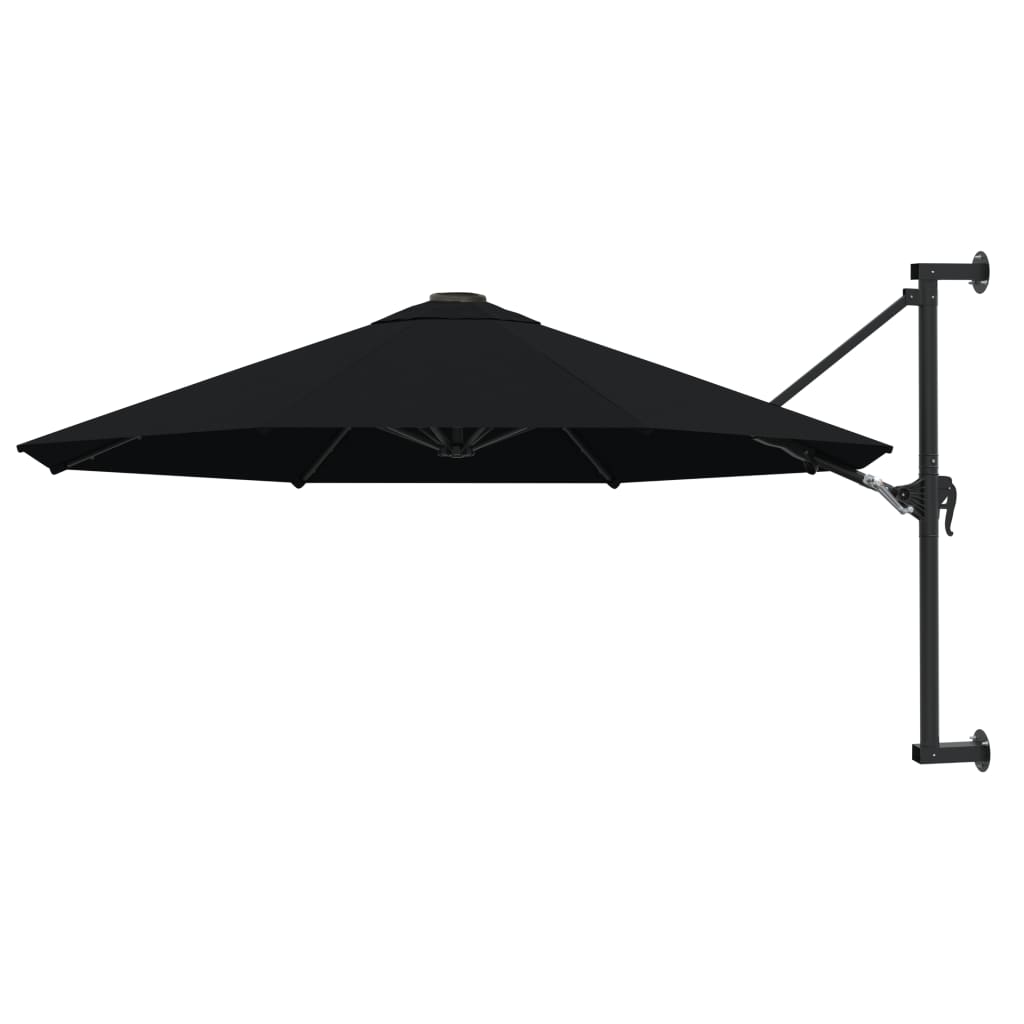 Vidaxl Wall Parasol z metalowym słupem 300 cm czarnym