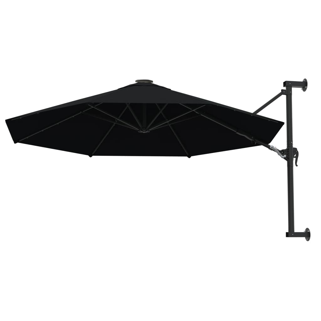 Parasol de pared Vidaxl con poste de metal de 300 cm negro