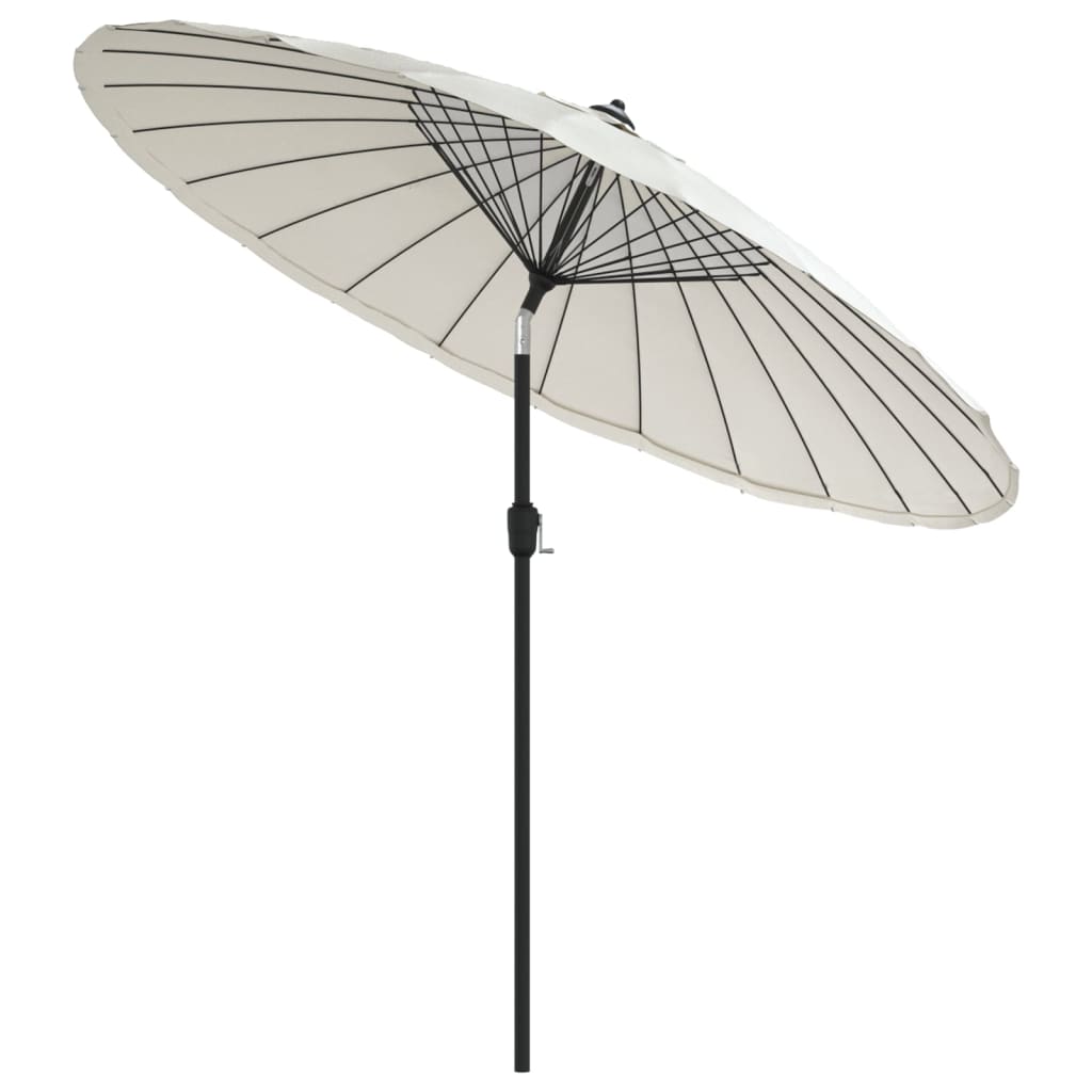 Vidaxl Parasol con polo in alluminio 270 cm bianco sabbioso